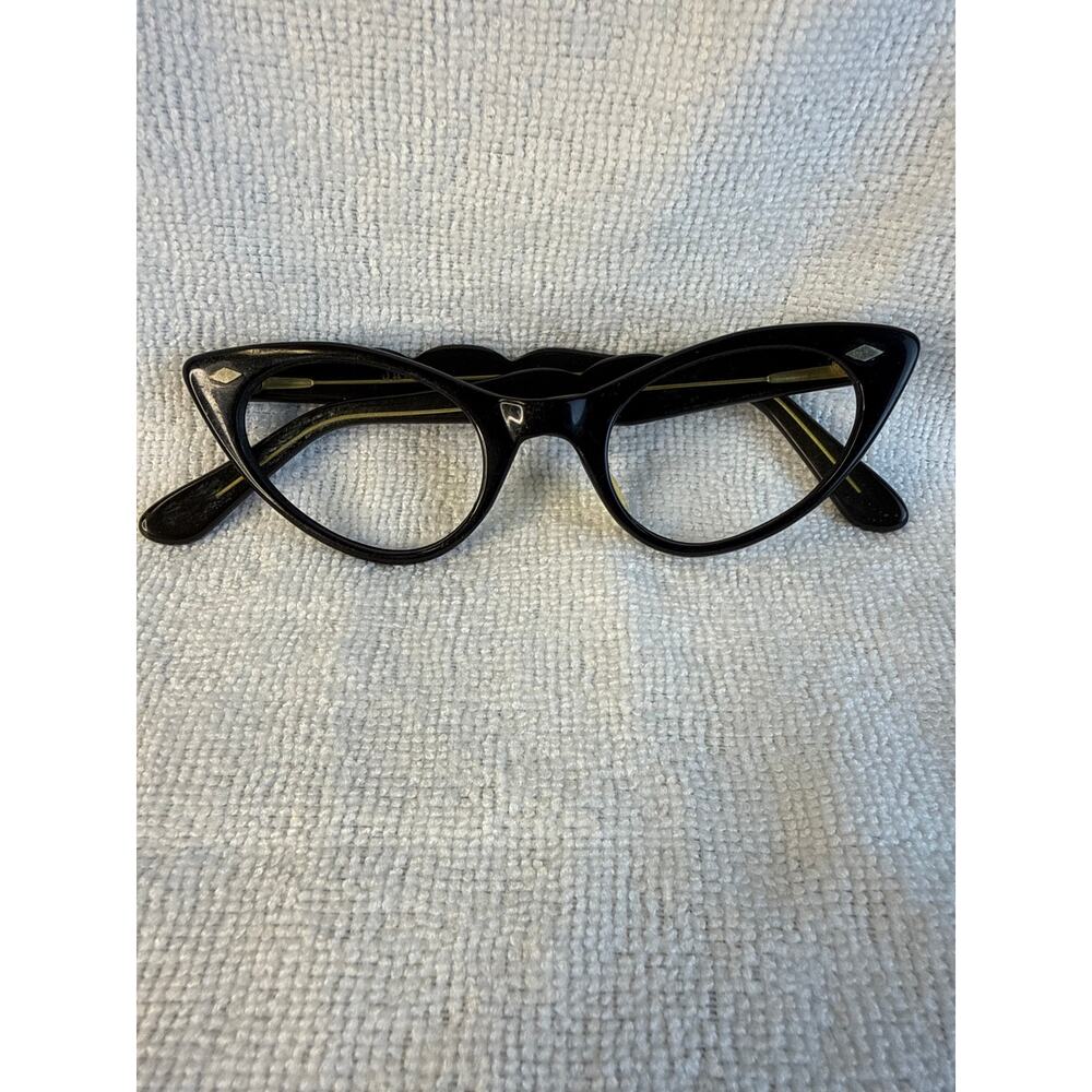 Vintage 50s Black Cat Eye Glasses Frame